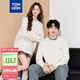 唐獅（TonLion）2024情侶圓領假兩件前胸小細節(jié)毛線衫 女款/米白 M 