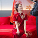 枝己紅色旗袍敬酒服新娘2025新款新中式訂婚結(jié)婚禮服古裝嫁衣回門(mén)服 QP09 M