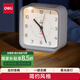 得力兒童節(jié)禮物方形簡約指針鬧鐘柔光夜燈臺式時尚座鐘起床神器 開學升學季必備禮物 白色8851
