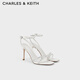 CHARLES&KEITH法式亮鉆一字帶高跟涼鞋女生日禮物CK1-60280423 White白色 41
