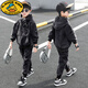 G.DUCKKIDS小黃鴨童裝男童春裝套裝新款韓版帥氣中大兒童春秋牛仔兩件套洋氣 黑色 160 碼【建議150-155cm】