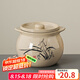 祥業(yè)家用大容量耐高溫陶瓷砂鍋煲湯隔水燉盅鍋熬粥養(yǎng)生湯煲瓦罐土鍋 蘭花橢圓雙耳燉罐(米黃)-小 800ml