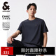 杰克·瓊斯（JACK&JONES）男裝短袖男商務(wù)通勤潮涼感華夫格logo皮標(biāo)圓領(lǐng)短袖T恤男夏季衣服 E39 水泥灰 L (180)