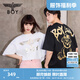 BOY LONDON【范丞丞同款】夏季短袖情侶小熊涂鴉滿印潮牌T恤N01019 黑色 M 此款偏大，建議拍小一碼