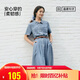 森馬（Semir）牛仔連衣裙女收腰翻領(lǐng)裙子2025夏涼感通勤休閑中長(zhǎng)裙109325114021