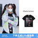 Charlie Luciano【楊超越同款】小丑女印花夏季T恤寬松潮牌國潮短袖男女情侶同款 黑色 XS 160