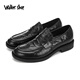 Walker Shop 男鞋商務(wù)休閑皮鞋2025新款透氣德比鞋舒適耐磨一腳蹬樂(lè)福鞋 黑色 40