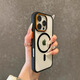 巴蒂尼 撞色鏡頭適用蘋果17promax手機殼Magsafe磁吸充電iPhone16Pro防摔15透明ip14保護套13男女全包 撞色橙色鏡框【紳士黑】透明磁吸殼 iPhone 16 Pro Max