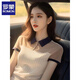 羅蒙（ROMON）短袖t恤女2025夏季新款洋氣冰絲減齡條紋針織衫女上衣 圖片色 S