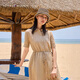 TOMMY HILFIGER【舒適亞麻】25夏季女裝海邊度假風(fēng)收腰顯瘦襯衫連衣裙03943 卡其色AEG S 34