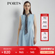 PORTS寶姿 商場同款新品女裝氣質(zhì)無袖V領(lǐng)撞色連衣裙LL8D188KCY008 天藍(lán)色 S (4)
