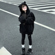 女童秋裝衛(wèi)衣兒童2025新款春秋潮酷韓系穿搭女孩洋氣時髦上衣童裝 黑色衛(wèi)衣 140