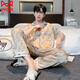 貓人睡衣男士夏季薄款冰絲奢華短袖長(cháng)褲高級感男生韓版綢絲家居服套裝 STSC236066男-杏色 L 170 建議穿著(zhù)體重120-140斤