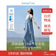 茵曼涼感漢麻牛仔連衣裙女夏百搭休閑風(fēng)T恤背帶裙子 牛仔藍 XL 