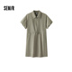 森馬（Semir）連衣裙女翻領(lǐng)燈籠袖休閑風(fēng)2025夏季防曬收腰短裙戶外109325114027