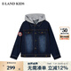 E·LAND KIDS衣戀男女童牛仔外套冬季新品撞色貼布繡外套 D/Indigo深靛藍色/57 170 cm