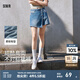 森馬（Semir）森柔牛仔|森馬牛仔褲女不對稱裙褲甜酷小眾夏季個性寬松短褲高街 牛仔中藍(lán)88201 L
