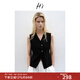 H's冰絲毛針織馬甲女25夏新款肌理設(shè)計(jì)感深V領(lǐng)收腰透氣通勤背心 黑色 S