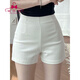 蜜樂(lè )奇外穿白色短褲夏季女薄款修身打底褲緊身熱褲顯瘦高腰辣妹超短褲子 白色  S
