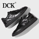 DCK男鞋冬季新款潮流黑色商務(wù)休閑皮鞋男軟底輕便低幫百搭經(jīng)典板鞋男 黑色 【標準皮鞋碼】 41 (255mm)