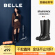 百麗（Belle）七夕禮物周雨彤同款盛裝舞步美拉德騎士靴女商場款長筒靴C1L1DDG4 黑色 【周雨彤同款】 37 (235mm)