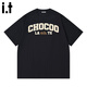 :CHOCOOLATE it短袖女士夏季男女裝圓領(lǐng)半袖印花上衣休閑純棉T恤 黑色 L