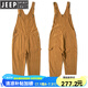 JEEP SPIRIT潮牌大碼吊帶褲男春秋牛仔背帶褲寬松休閑老爹闊腿連體褲男女同款 姜黃色 003不破洞 6XL (215-225斤穿)