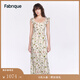 Fabrique【郁花園】小飛袖印花連衣裙女2024夏季新款 草綠 M
