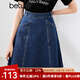 百圖betu女裝夏季新款半身裙高腰百搭洗水牛仔半身裙女2404T68 深牛仔藍(lán) M