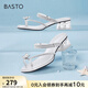 百思圖夏商場(chǎng)新款時(shí)尚透明水晶跟粗跟女外穿夾趾拖鞋BP569BT4 銀色 37