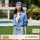 EP雅瑩女裝 天絲棉蕾絲鏤空寬松牛仔襯衫外套 2025夏季新款J203A 藍(lán)色 M