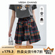 VEGA CHANG短袖T恤女2025夏新款少女減齡休閑童趣印花圓領(lǐng)寬松簡約百搭上衣 格紋（半身裙） S