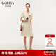 歌莉婭小香風(fēng)裙子歐若風(fēng)氣質(zhì)淑女V領(lǐng)連衣裙出游穿搭1E3R4K010 07W米色 M