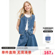 ELLE KIDS童裝 25夏季女童假日風(fēng)半松緊腰透氣牛仔廓版休閑直筒五分褲 牛仔藍(lán) 160 （S）