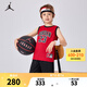 NIKE JORDAN 耐克AJ籃球服套裝23號(hào)球衣夏季兒童籃球背心+短褲2件套 正黑色 130 /64 【建議身高116-122cm】