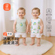 貝瑞加（Babyprints）嬰兒背心2件裝新生兒純棉夏裝初生男女寶寶護(hù)肚上衣柔軟 綠66