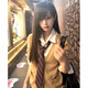 DAVEY MODE多色jk制服毛衣外套女秋日系學(xué)院風(fēng)百搭長袖針織衫女 茶色 M 95-101
