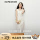 紅袖皺感緞面連衣裙2025春季新款女裝圓領(lǐng)修身顯瘦氣質(zhì)垂感背心長裙 米白004 L