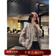 三吉黑花【清如許】女春季2025新款棉麻提花珠光外套獨特 銀灰 M