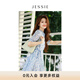 JESSIE法式度假風(fēng)連衣裙夏季2024新款女短袖收腰裙子 藍(lán)色 M