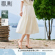 香影白色半身裙女裝2025夏季新款超好看高腰a字萊賽爾天絲小白裙 鷺白 M 160/84A/95-110斤