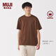 無印良品（MUJI）男式天竺編織圓領短袖T恤男士打底衫男款休閑上衣夏季男裝 磚紅色 L (175/100A)