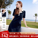 百圖betu女裝2025夏季新款連衣裙撞色翻領(lǐng)顯瘦有型棉感裙子女2504T88 深寶蘭 L