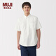 無印良品（MUJI）男式 棉水洗牛津紐扣領(lǐng) 套頭短袖襯衫男士襯衣25年夏季上衣 白色 L （175/100A）