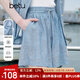 百圖betu女裝2025夏季新款短褲松緊腰萊賽爾舒適涼爽休閑褲子2505T79 藍色 L