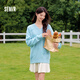森馬毛衣女V領(lǐng)愛(ài)心提花寬松內(nèi)搭鹽甜系冬季溫柔落肩毛衫甜酷甜美 海洋藍(lán)80193 XL