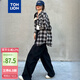 唐獅（TonLion）2024格子襯衫女寬松長(zhǎng)袖休閑襯衣百搭通勤上衣 黑色/二批 M