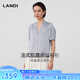 藍地[輕盈夏日系列]LANDI冰灰以太藍法式V領(lǐng)短袖小衫女襯衫2025夏新品 冰灰以太藍 L