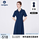 Navigare意大利小帆船女士連衣裙夏季短袖裙子翻領(lǐng)收腰裙子百搭通勤女裝 海軍藍(lán) M 碼