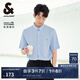 杰克·瓊斯（JACK&JONES）25年春夏季易打理商務(wù)休閑零壓短袖襯衫男士免燙半袖純色襯衣男裝 F41天藍(lán) S